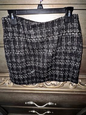 Black & White Tweed Mini Skirt
